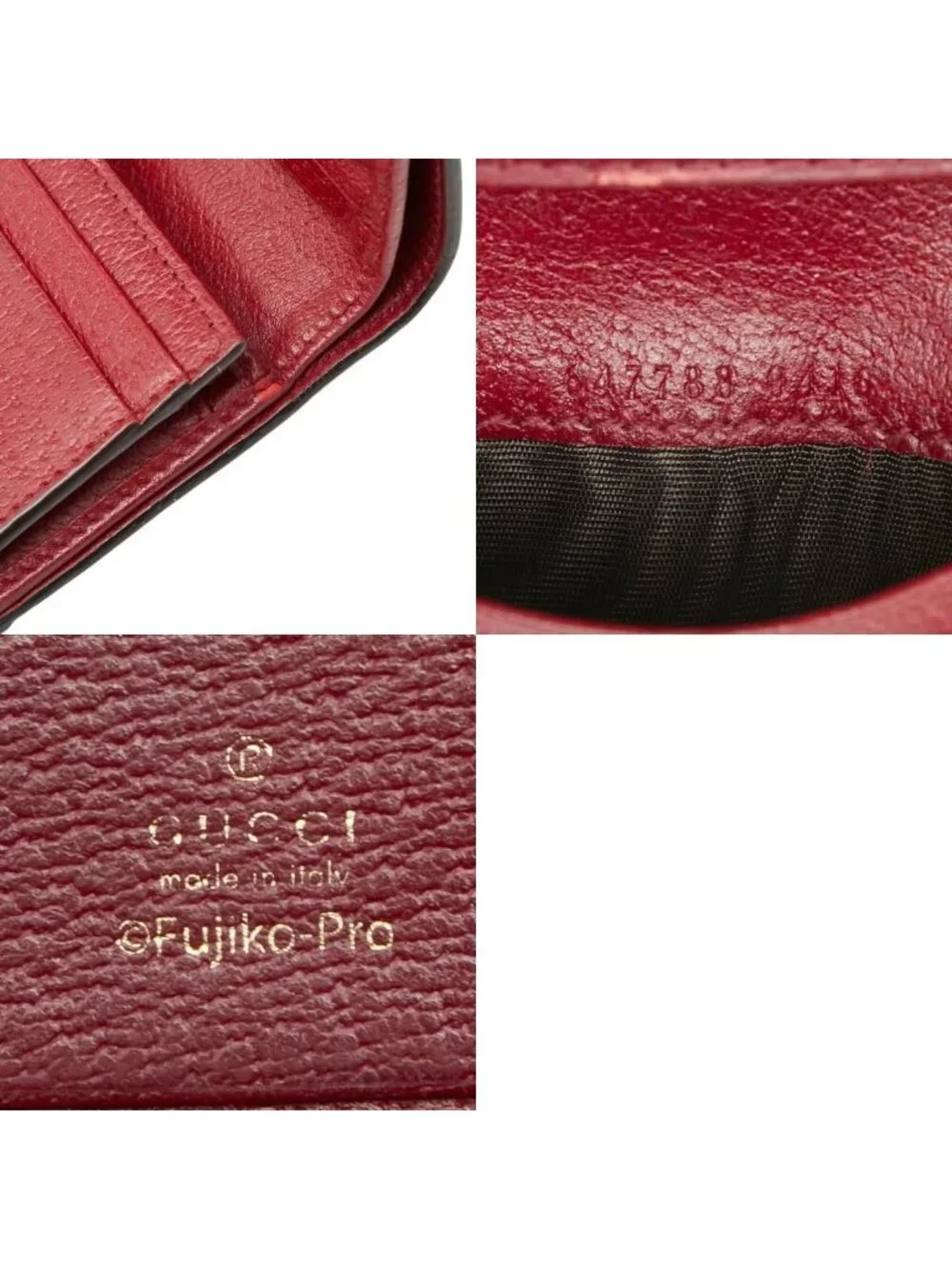 Gucci Mini GG Supreme Doraemon Bifold Wallet Beige Wine Red Leather - Picture 10 of 10